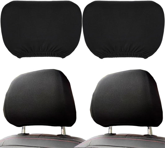 2 Pcs Headrest Covers for Cars Seat Universal Washable, Car Interior Seat Accessories Stuff Protector Dirt-Proof Wear-resistant Soft Fit for Most Car, Head Rest Cover for Car Van SUV Truck Taxi Black